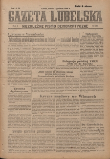 Gazeta Lubelska : niezależne pismo demokratyczne. R. 1, nr 281 (1 grudnia 1945)