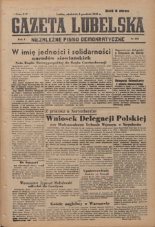 Gazeta Lubelska : niezależne pismo demokratyczne. R. 1, nr 282 (2 grudnia 1945)