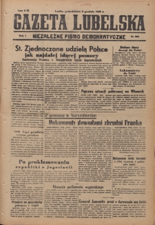 Gazeta Lubelska : niezależne pismo demokratyczne. R. 1, nr 283 (3 grudnia 1945)