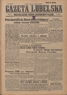 Gazeta Lubelska : niezależne pismo demokratyczne. R. 1, nr 284 (4 grudnia 1945)