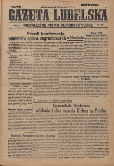 Gazeta Lubelska : niezależne pismo demokratyczne. R. 1, nr 293 (13 grudnia 1945)
