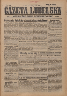 Gazeta Lubelska : niezależne pismo demokratyczne. R. 1, nr 299 (19 grudnia 1945)