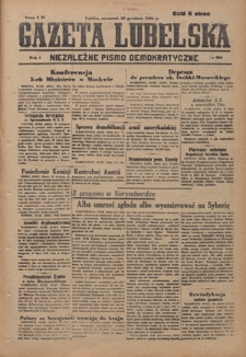 Gazeta Lubelska : niezależne pismo demokratyczne. R. 1, nr 300 (20 grudnia 1945)