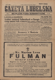 Gazeta Lubelska : niezależne pismo demokratyczne. R. 1, nr 301 (21 grudnia 1945)