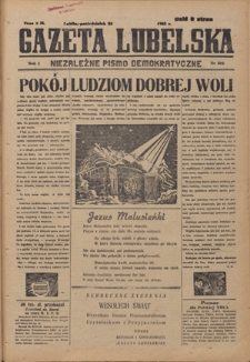 Gazeta Lubelska : niezależne pismo demokratyczne. R. 1, nr 304 (24 grudnia 1945)