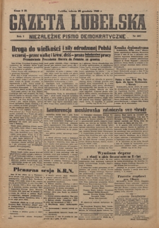 Gazeta Lubelska : niezależne pismo demokratyczne. R. 1, nr 307 (29 grudnia 1945)