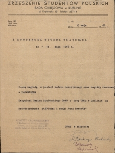 I Studencka Wiosna Teatralna (12-15 maja 1966) - "Pieśni i songi Pana Brechta"