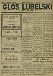 Głos Lubelski : pismo codzienne. R. 16, nr 187 (12 lipca 1929)