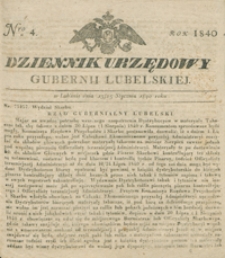 Dziennik Urzędowy Gubernii Lubelskiey 1840, Nr 4 (13/25 stycz.)