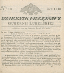 Dziennik Urzędowy Gubernii Lubelskiey 1840, Nr 10 (24 luty/7 marz.)