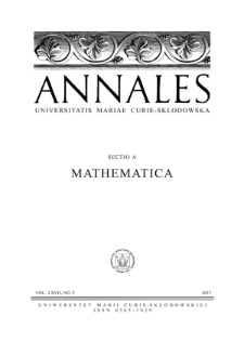 Annales Universitatis Mariae Curie-Skłodowska. Sectio A, Mathematica. Vol. 67 (2013), 2 - spis treści