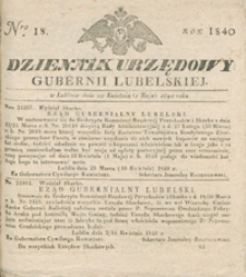 Dziennik Urzędowy Gubernii Lubelskiey 1840, Nr 18 (20 kwiec./2 maj)