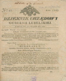 Dziennik Urzędowy Gubernii Lubelskiey 1840, Nr 47 (9/21 list.)