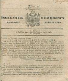 Dziennik Urzędowy Gubernii Lubelskiey 1837, Nr 47 (6/18 list.)