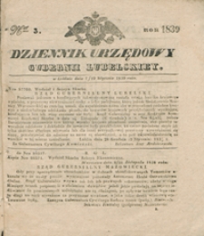 Dziennik Urzędowy Gubernii Lubelskiey 1839, Nr 3 (7/19 stycz.)