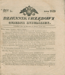 Dziennik Urzędowy Gubernii Lubelskiey 1839, Nr 5 (21 stycz./2 luty)