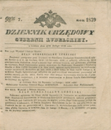 Dziennik Urzędowy Gubernii Lubelskiey 1839, Nr 7 (4/16 luty)