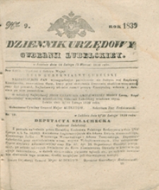 Dziennik Urzędowy Gubernii Lubelskiey 1839, Nr 9 (18 luty/2 marz.)
