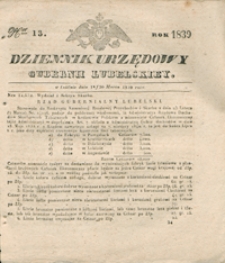 Dziennik Urzędowy Gubernii Lubelskiey 1839, Nr 13 (18/30 marz.)