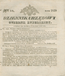 Dziennik Urzędowy Gubernii Lubelskiey 1839, Nr 14 (25 marz./6 kwiec.)