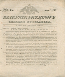 Dziennik Urzędowy Gubernii Lubelskiey 1839, Nr 15 (1/13 kwiec.)