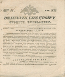 Dziennik Urzędowy Gubernii Lubelskiey 1839, Nr 16 (8/20 kwiec.)