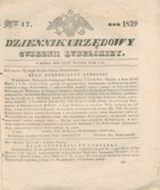 Dziennik Urzędowy Gubernii Lubelskiey 1839, Nr 17 (15/27 kwiec.)