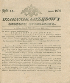 Dziennik Urzędowy Gubernii Lubelskiey 1839, Nr 23 (27 maj/8 czerw.)