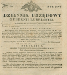 Dziennik Urzędowy Gubernii Lubelskiey 1841, Nr 10 (22 luty/6 marz.)