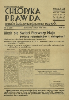 Chłopska Prawda : gazeta ludu pracującego na roli. R. 12, nr 7=258 (1 maja 1935) - po konfiskacie nakład drugi