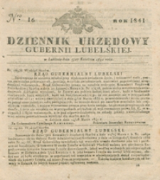 Dziennik Urzędowy Gubernii Lubelskiey 1841, Nr 16 (5/17 kwiec.)