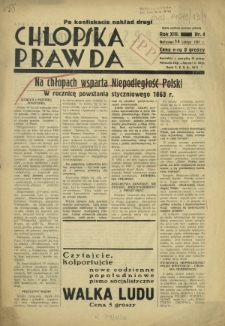 Chłopska Prawda. R. 13, nr 4 (14 lutego 1937) - po konfiskacie nakład drugi