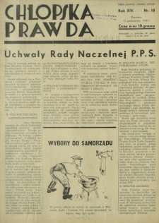 Chłopska Prawda. R. 14, nr 18 (15 października 1938)