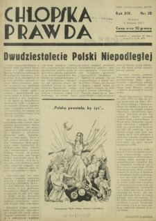 Chłopska Prawda. R. 14, nr 20 (15 listopada 1938)