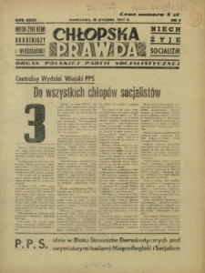 Chłopska Prawda : organ Polskiej Partii Socjalistycznej. R. 23, nr 3 (15 stycznia 1947)