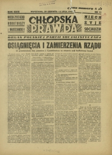 Chłopska Prawda : organ Polskiej Partii Socjalistycznej. R. 23, nr 22 (29 czerwca-6 lipca 1947)