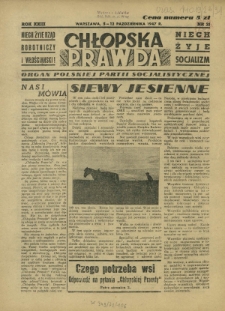 Chłopska Prawda : organ Polskiej Partii Socjalistycznej. R. 23, nr 31 (5-12 października 1947)
