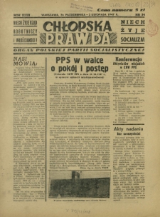 Chłopska Prawda : organ Polskiej Partii Socjalistycznej. R. 23, nr 34 (26 października-2 listopada 1947)