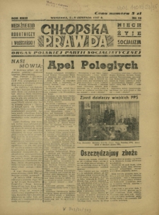 Chłopska Prawda : organ Polskiej Partii Socjalistycznej. R. 23, nr 35 (2-9 listopada 1947)