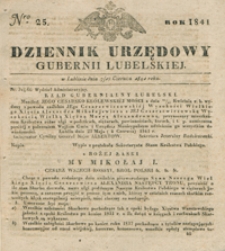 Dziennik Urzędowy Gubernii Lubelskiey 1841, Nr 25 (7/19 czerw.)