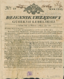 Dziennik Urzędowy Gubernii Lubelskiey 1842, Nr 19 (25 kwiec./7 maj)