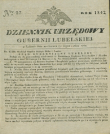 Dziennik Urzędowy Gubernii Lubelskiey 1842, Nr 27 (20 czerw./2 lip.)