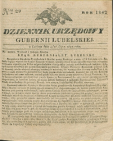 Dziennik Urzędowy Gubernii Lubelskiey 1842, Nr 29 (4/16 lip.)