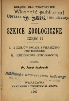 Szkice zoologiczne : gawędy przyrodnicze. Cz. 2. Z dziejów świata zwierzęcego pod biegunem, Ichtiosaurus (rybojaszczur)