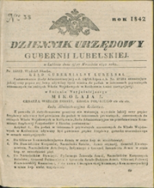 Dziennik Urzędowy Gubernii Lubelskiey 1842, Nr 38 (5/17 wrzes.)