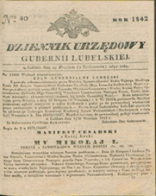 Dziennik Urzędowy Gubernii Lubelskiey 1842, Nr 40 (19 wrzes./1 paźdz.)