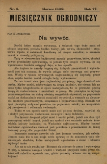 Miesięcznik Ogrodniczy : organ Sekcji Ogrodniczej Tow. Gospodarskiego we Lwowie. R. 6, Nr 3 (marzec 1922)