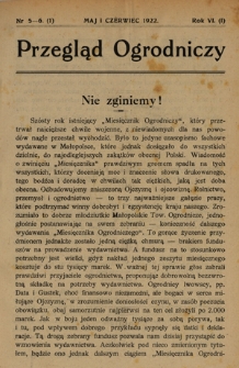 Przegląd Ogrodniczy / Małopolskie Tow. Ogrodnicze ; red. odp. S. Makowiecki. R. 6, Nr 5-6 (1) (maj-czerwiec 1922)