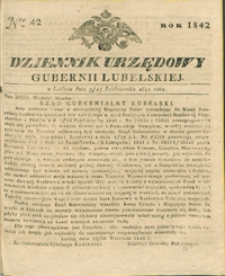 Dziennik Urzędowy Gubernii Lubelskiey 1842, Nr 42 (3/15 paźdz.)