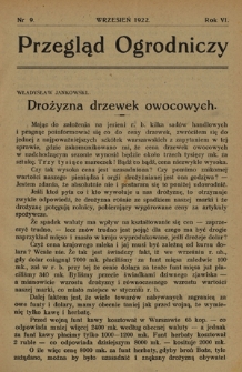Przegląd Ogrodniczy / Małopolskie Tow. Ogrodnicze ; red. odp. S. Makowiecki. R. 6, Nr 9 (wrzesień 1922)